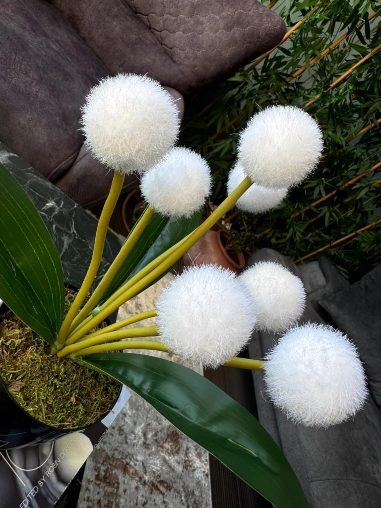 Yapay Çiçek Beyaz Pompon Çiçeği Dekoratif Yapay Çiçek 30*20cm