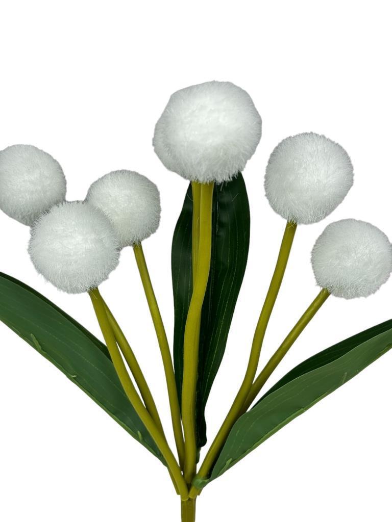 Yapay Çiçek Beyaz Pompon Çiçeği Dekoratif Yapay Çiçek 30*20cm