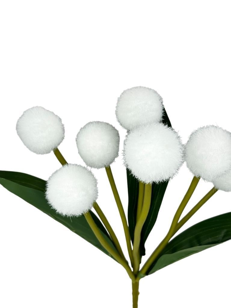 Yapay Çiçek Beyaz Pompon Çiçeği Dekoratif Yapay Çiçek 30*20cm