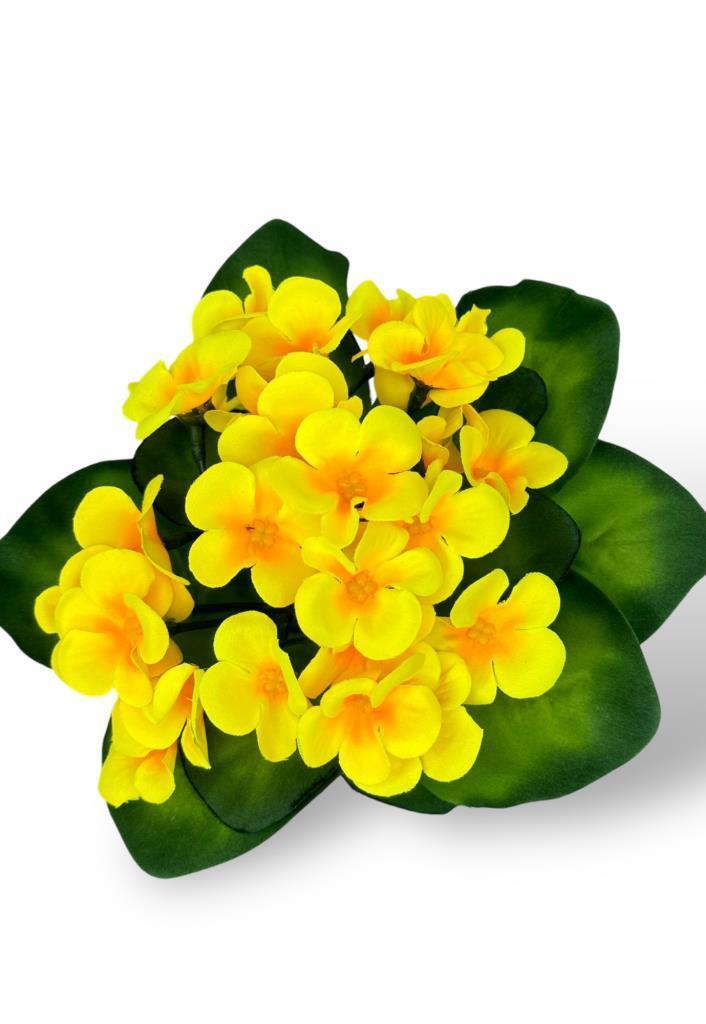 Yapay Çiçek Beyaz Saksıda Kadife Menekşe Gerçekçi Doku SARI