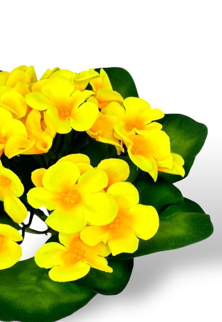 Yapay Çiçek Beyaz Saksıda Kadife Menekşe Gerçekçi Doku SARI