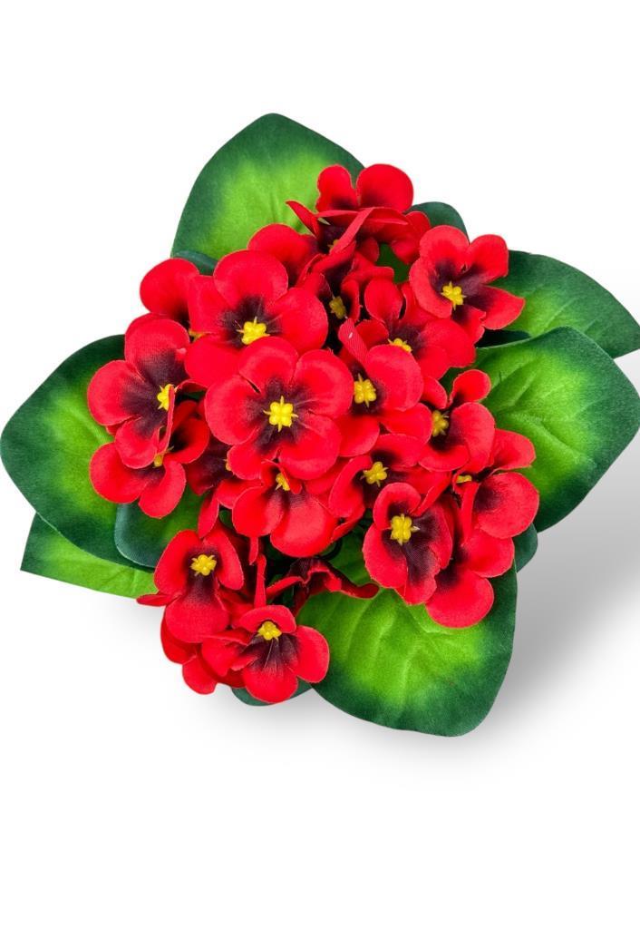 Yapay Çiçek Beyaz Saksıda Kadife Menekşe Gerçekçi Doku KIRMIZI