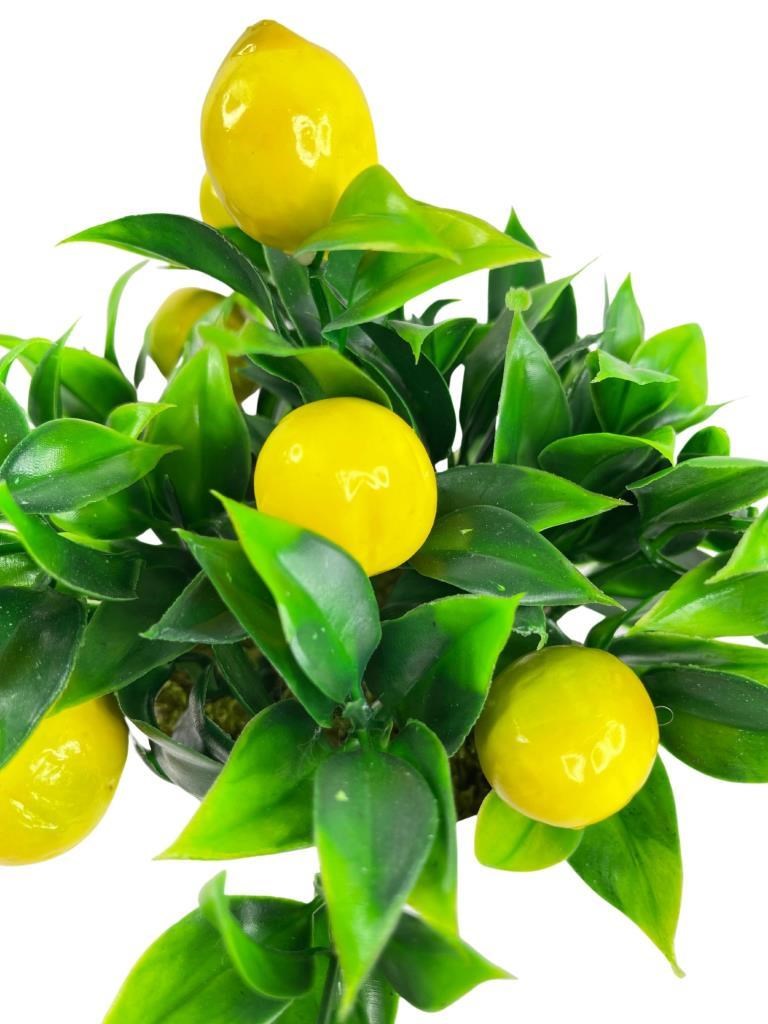 Yapay Çiçek Beyaz Saksıda Limon Dekoratif Masa Çiçeği 25cm