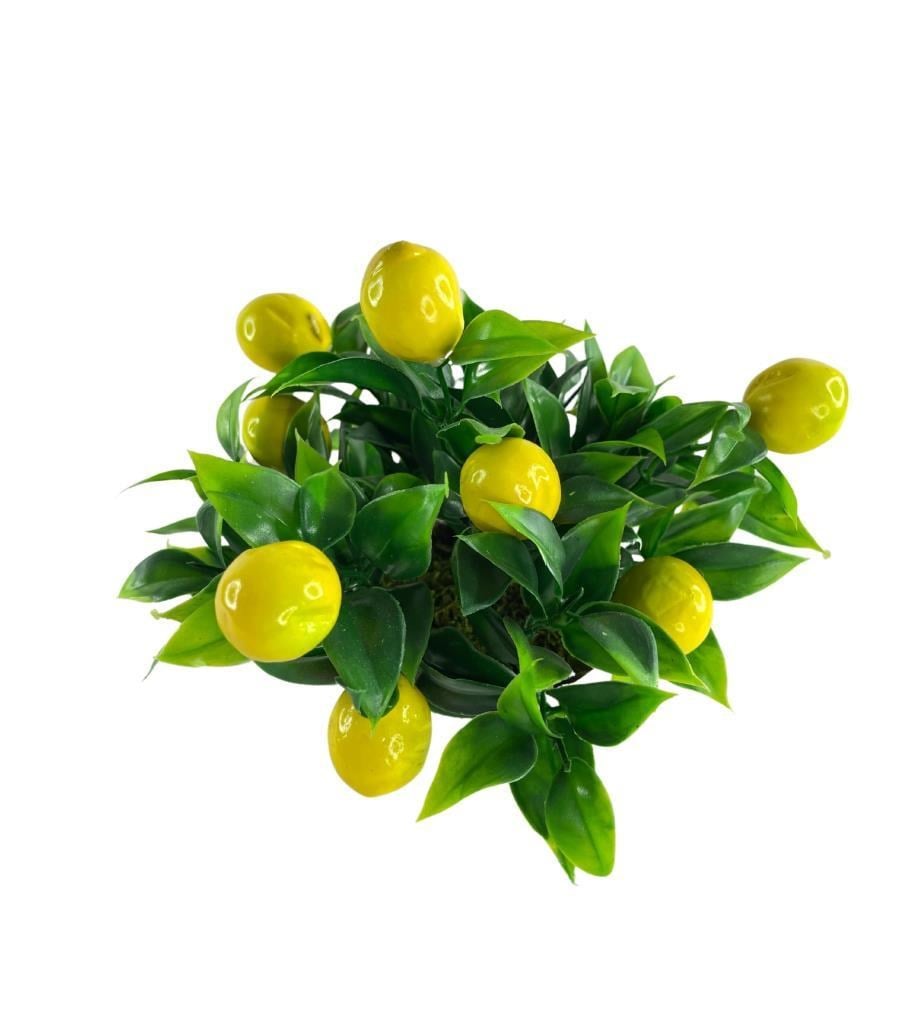 Yapay Çiçek Beyaz Saksıda Limon Demeti Dekoratif Masa Çiçeği 