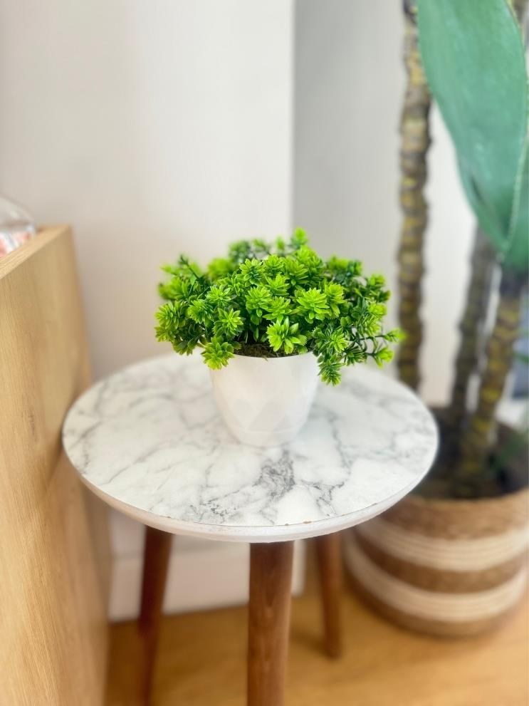 Yapay Çiçek Beyaz Saksıda Lotus Dekoratif Masa Çiçeği 15cm