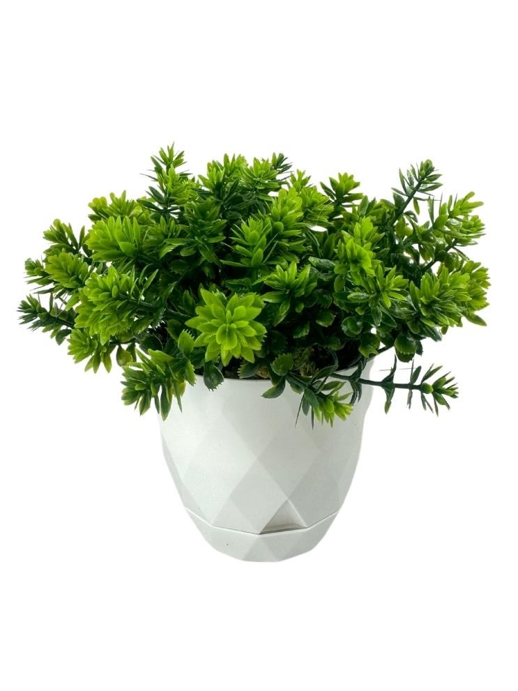 Yapay Çiçek Beyaz Saksıda Lotus Dekoratif Masa Çiçeği 15cm