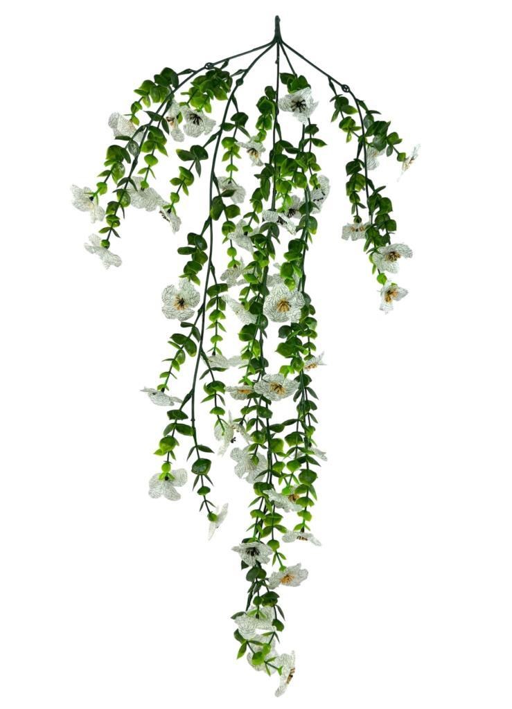 Yapay Çiçek Beyaz Sarkan Mineli Okaliptus Şimşir Yapay Sarmaşık 5dal 60cm
