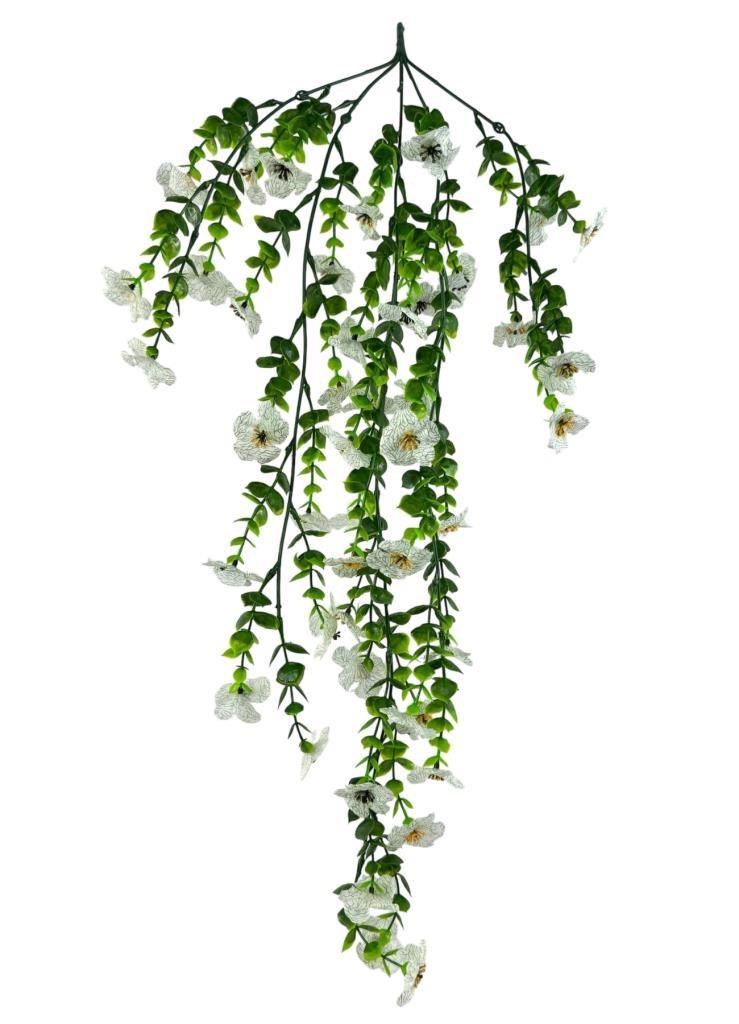 Yapay Çiçek Beyaz Sarkan Mineli Okaliptus Şimşir Yapay Sarmaşık 5dal 60cm