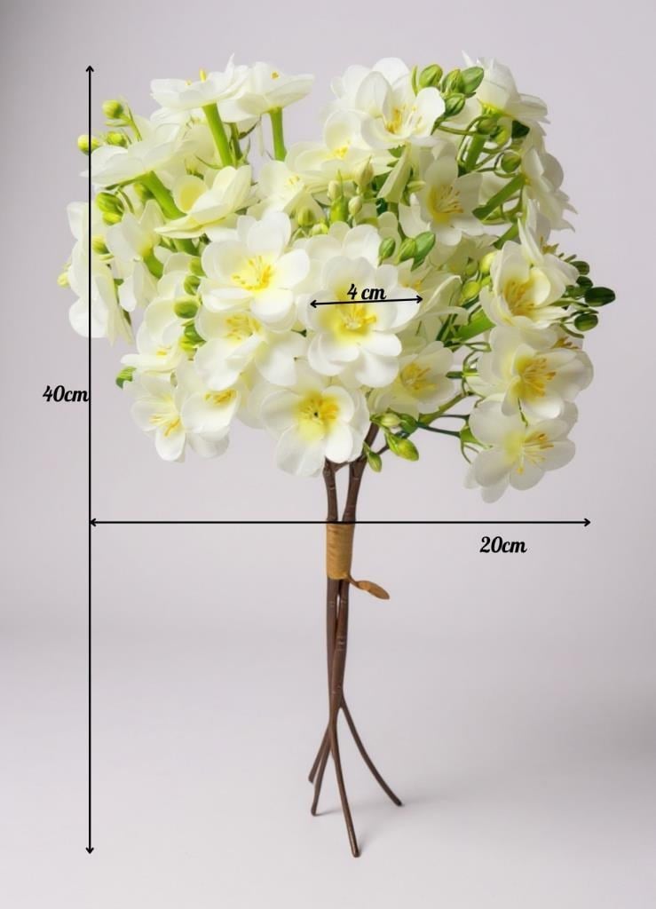 Yapay Çiçek Beyaz Yasemin Çiçeği Demeti 4 Dallı Buket 40*20cm