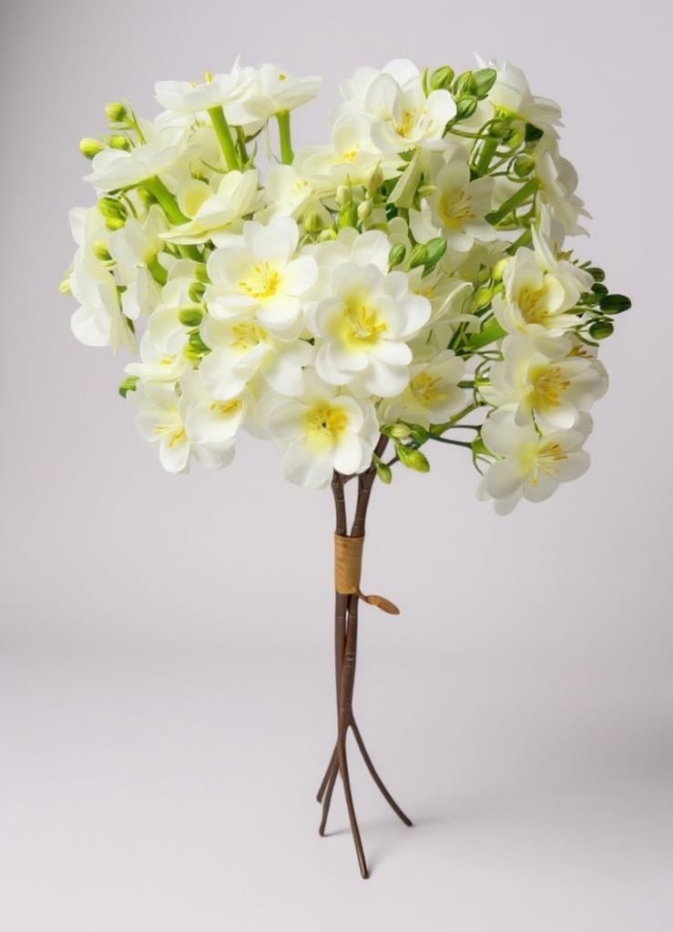Yapay Çiçek Beyaz Yasemin Çiçeği Demeti 4 Dallı Buket 40*20cm