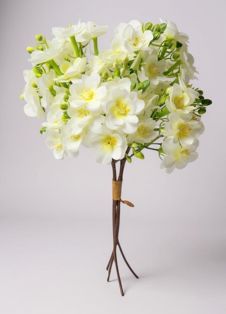 Yapay Çiçek Beyaz Yasemin Çiçeği Demeti 4 Dallı Buket 40*20cm