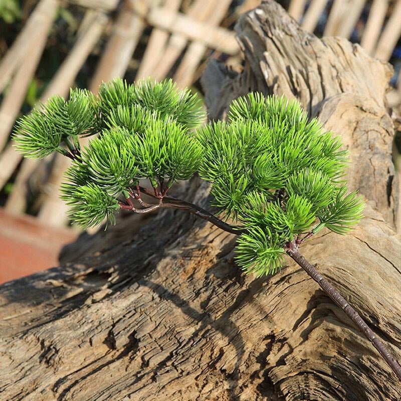Yapay Çiçek Bonzai Dalı Çam İğneli Bonsai Yaprakları Dekoratif Yapay Bitki