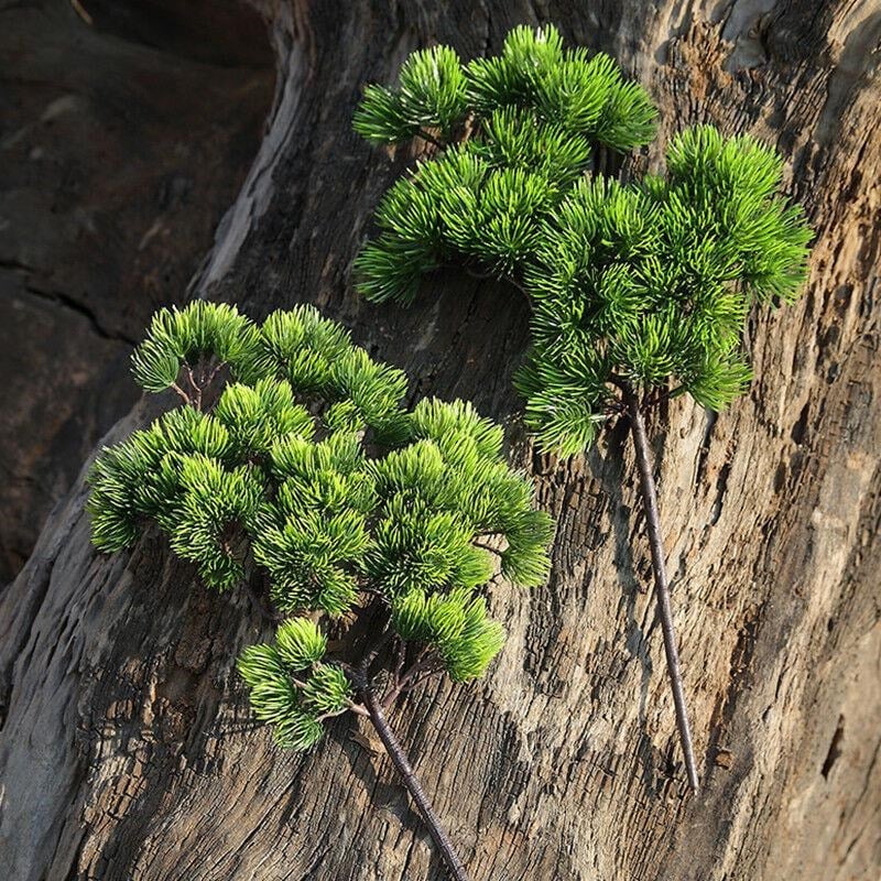 Yapay Çiçek Bonzai Dalı Çam İğneli Bonsai Yaprakları Dekoratif Yapay Bitki