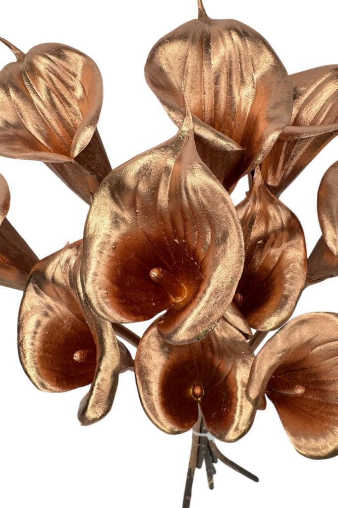 Yapay Çiçek Bronz Renk Gala Eva Malzeme Cala Flower 8li Demet