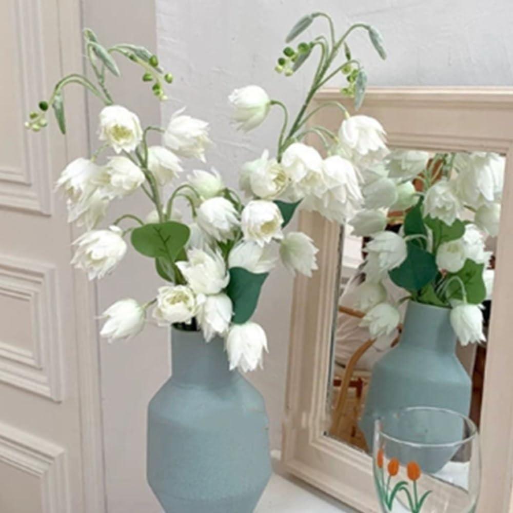 Yapay Çiçek Çan Çiçeği Beyaz 85cm Tek Dal Kumaş Çiçek Uzun Dal