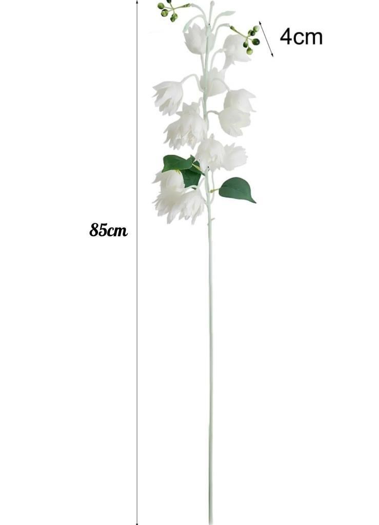 Yapay Çiçek Çan Çiçeği Beyaz 85cm Tek Dal Kumaş Çiçek Uzun Dal