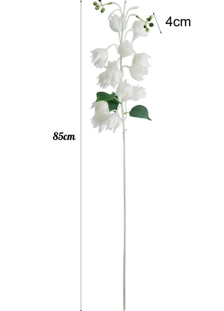 Yapay Çiçek Çan Çiçeği Beyaz 85cm Tek Dal Kumaş Çiçek Uzun Dal