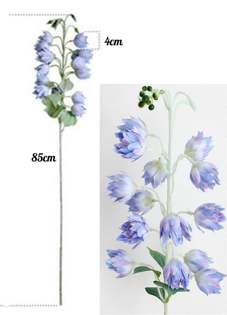 Yapay Çiçek Çan Çiçeği Mavi 85cm Tek Dal Kumaş Çiçek Uzun Dal