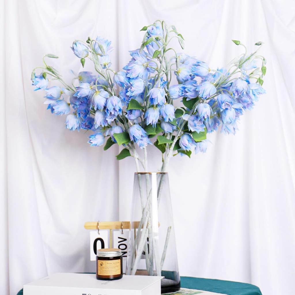 Yapay Çiçek Çan Çiçeği Mavi 85cm Tek Dal Kumaş Çiçek Uzun Dal