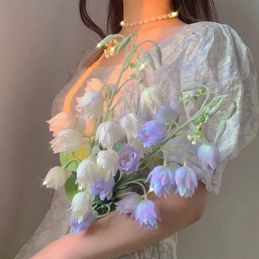 Yapay Çiçek Çan Çiçeği Mavi 85cm Tek Dal Kumaş Çiçek Uzun Dal