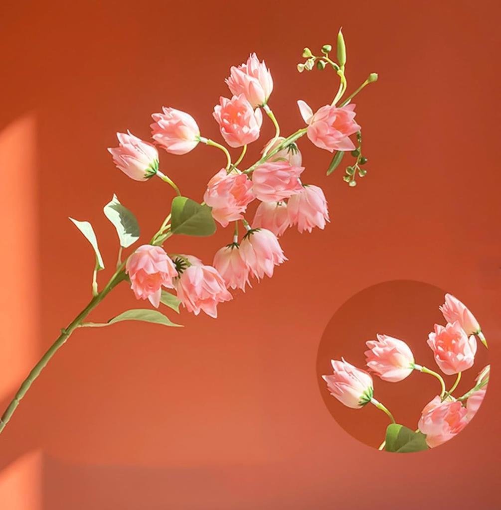 Yapay Çiçek Çan Çiçeği Pembe 85cm Tek Dal Kumaş Çiçek Uzun Dal