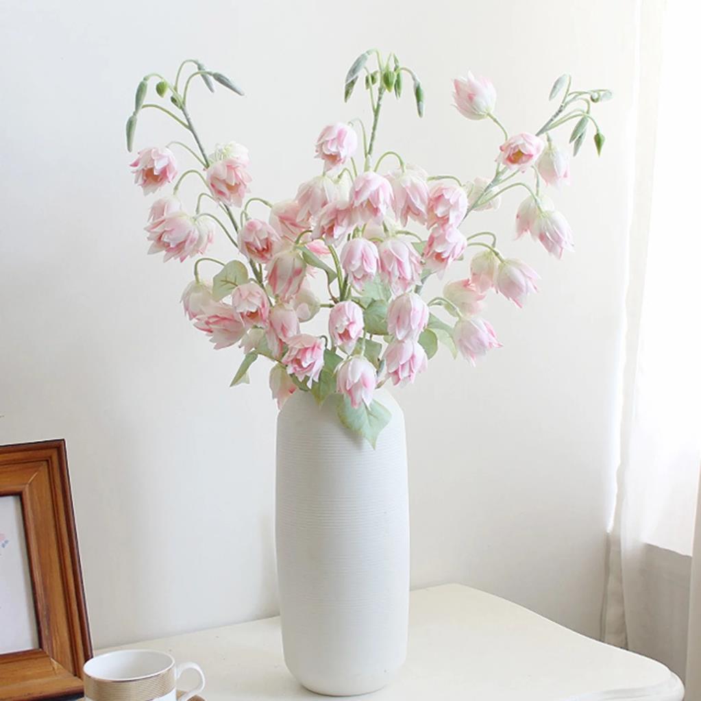 Yapay Çiçek Çan Çiçeği Pembe 85cm Tek Dal Kumaş Çiçek Uzun Dal