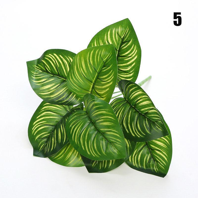 Yapay Çiçek Demet Difenbahya Sarı Çizgili 12Dal 55cm Salon Çiçeği Yapay Bitki