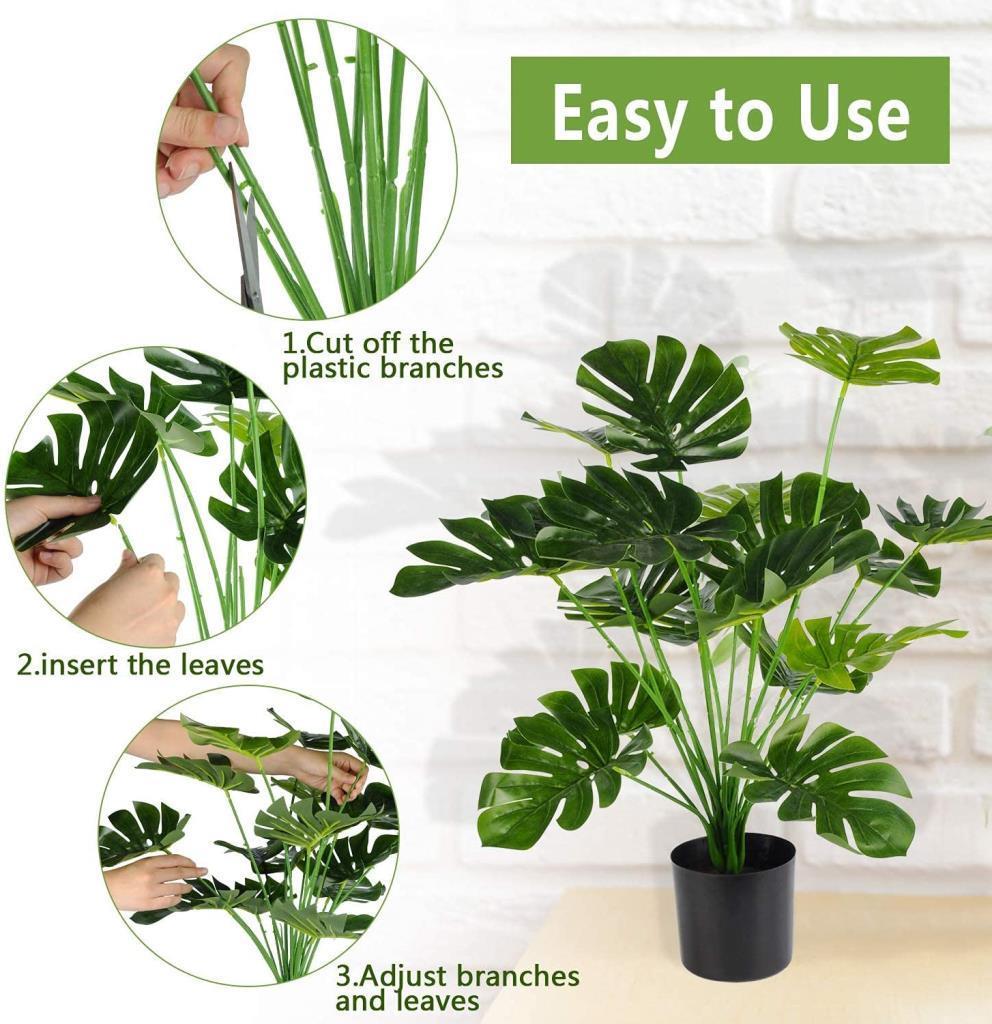 Yapay Çiçek Demet Monstera 18 Dal 60 cm Salon Çiçeği Yapay Bitki