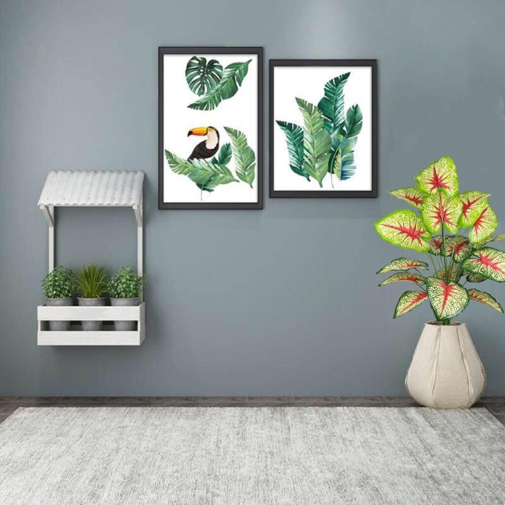 Yapay Çiçek Demet Tropik Kızıl Caladium 18 Dal 70 cm Salon Çiçeği Yapay Bitki