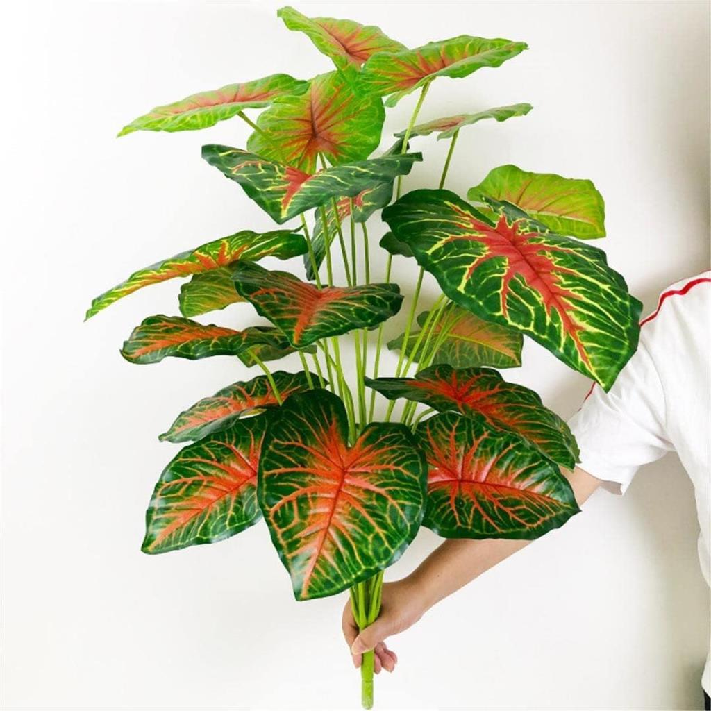 Yapay Çiçek Demet Tropik Kızıl Caladium 18 Dal 70 cm Salon Çiçeği Yapay Bitki