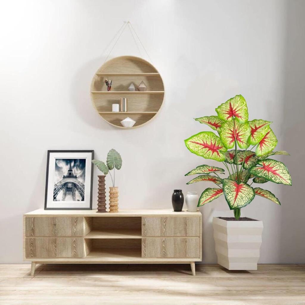 Yapay Çiçek Demet Tropik Kızıl Caladium 18 Dal 70 cm Salon Çiçeği Yapay Bitki