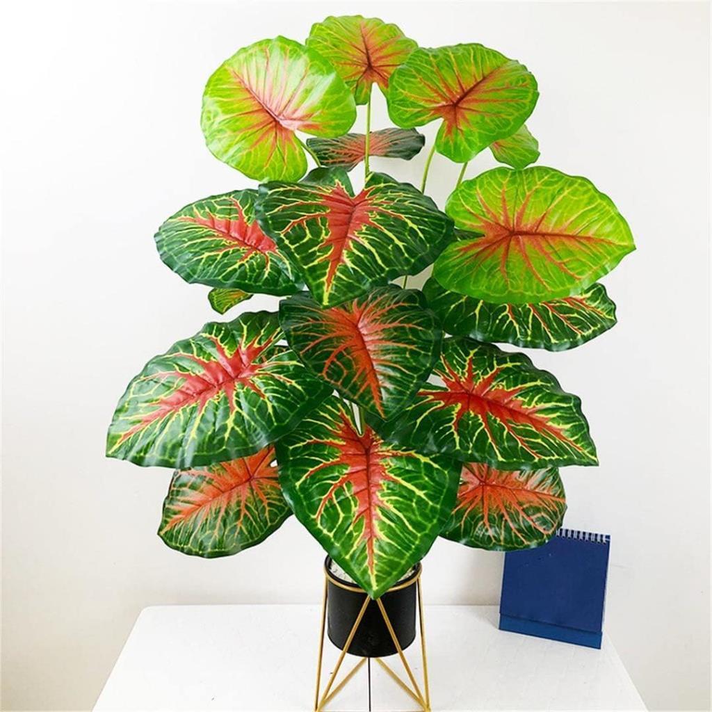 Yapay Çiçek Demet Tropik Kızıl Caladium 18 Dal 70 cm Salon Çiçeği Yapay Bitki