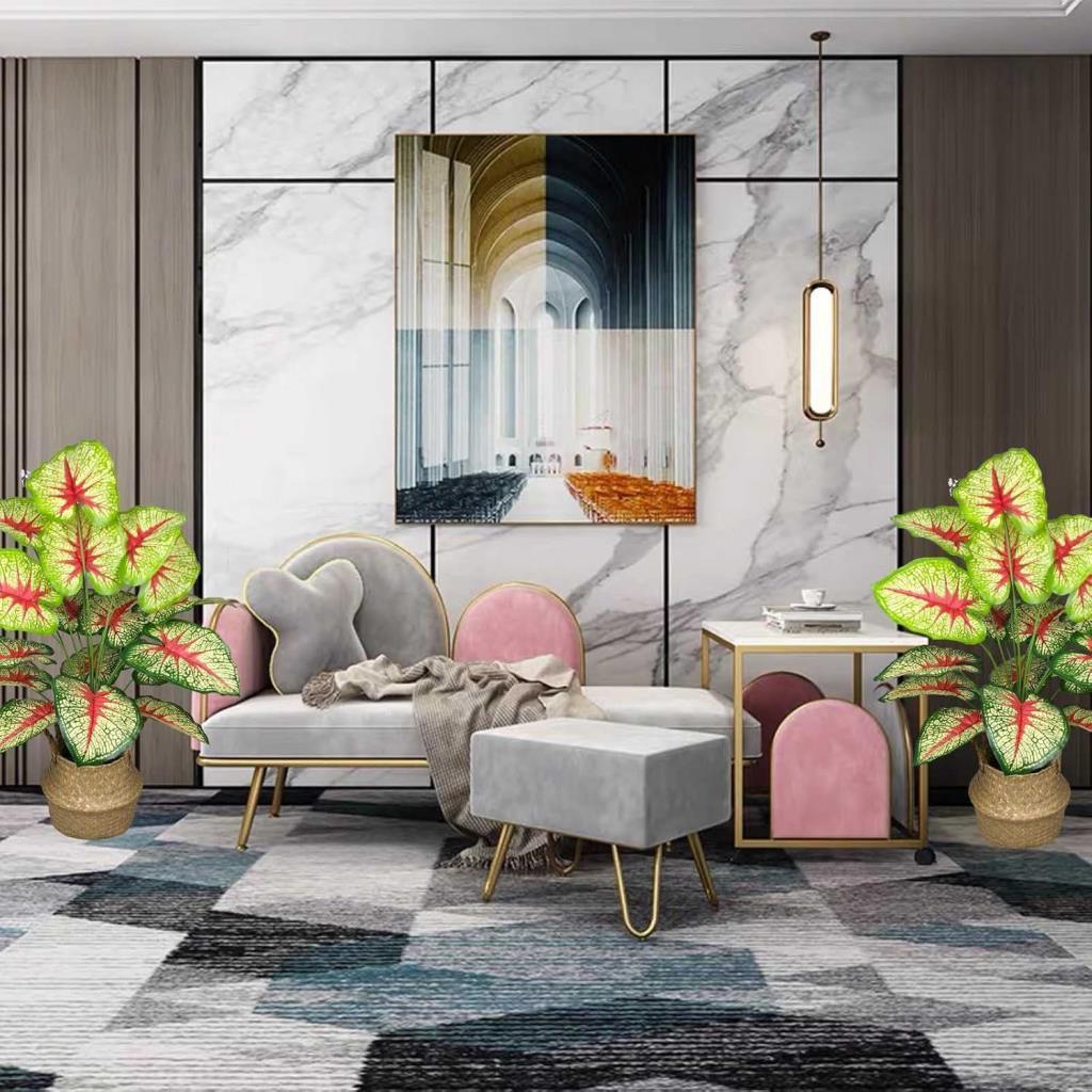 Yapay Çiçek Demet Tropik Kızıl Caladium 18 Dal 70 cm Salon Çiçeği Yapay Bitki