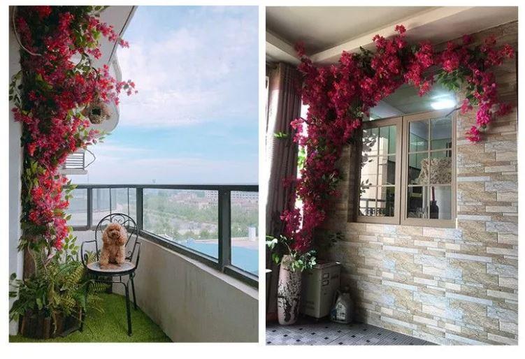 Yapay Çiçek Dev Begonvil Çiçeği Fuşya 9 Dallı 70cm Sarkan Çiçek