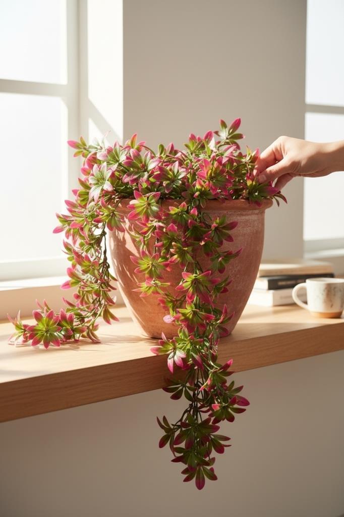 Yapay Çiçek Dev Sarkan Defne Buketi BORDO Dekoratif Sarkan Çiçek Güneşe Dayanıklı Uv Katkılı 60*35 
