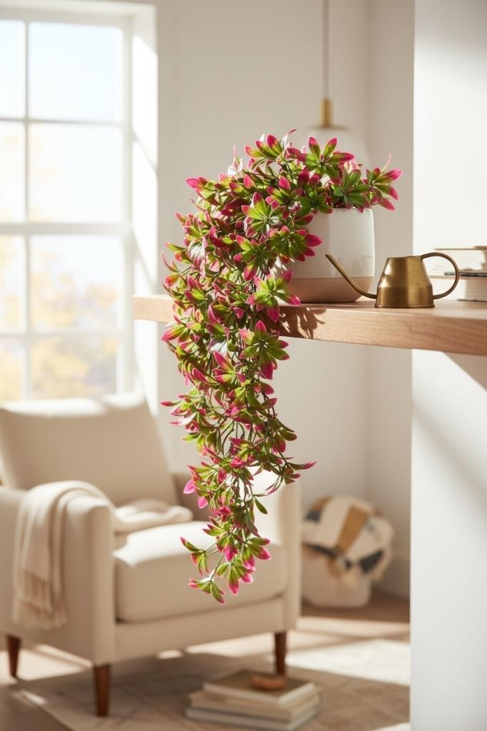 Yapay Çiçek Dev Sarkan Defne Buketi BORDO Dekoratif Sarkan Çiçek Güneşe Dayanıklı Uv Katkılı 60*35 