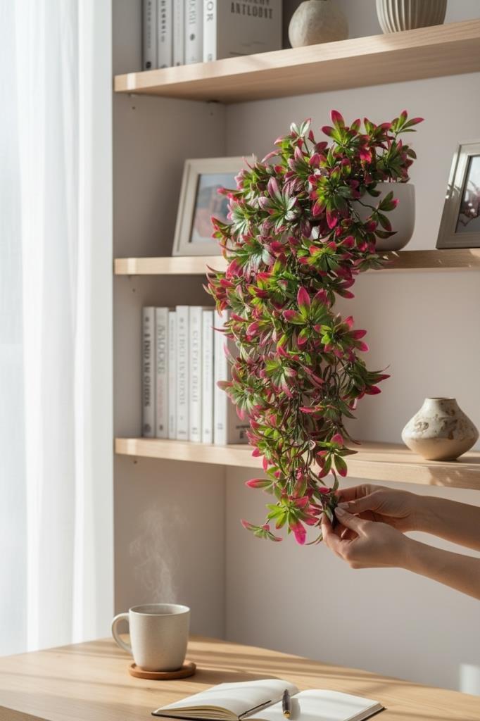Yapay Çiçek Dev Sarkan Defne Buketi BORDO Dekoratif Sarkan Çiçek Güneşe Dayanıklı Uv Katkılı 60*35 
