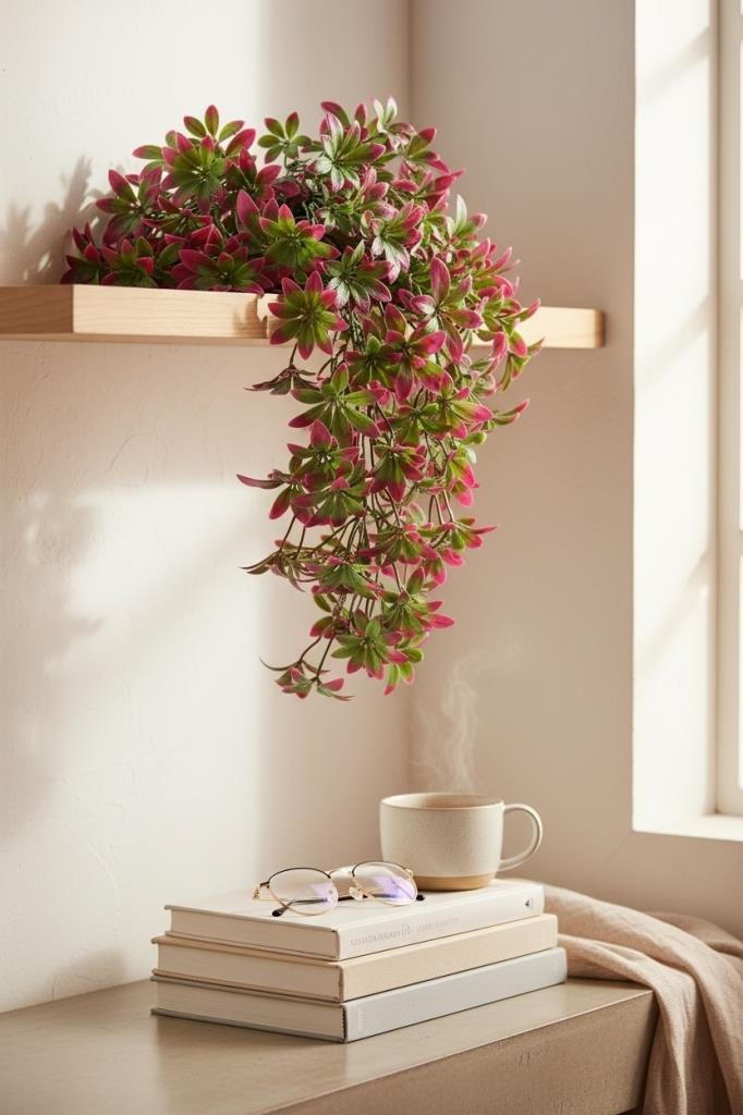 Yapay Çiçek Dev Sarkan Defne Buketi BORDO Dekoratif Sarkan Çiçek Güneşe Dayanıklı Uv Katkılı 60*35 