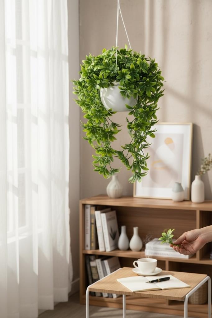 Yapay Çiçek Dev Sarkan Defne Buketi YEŞİL Dekoratif Sarkan Çiçek Güneşe Dayanıklı Uv Katkılı 60*35