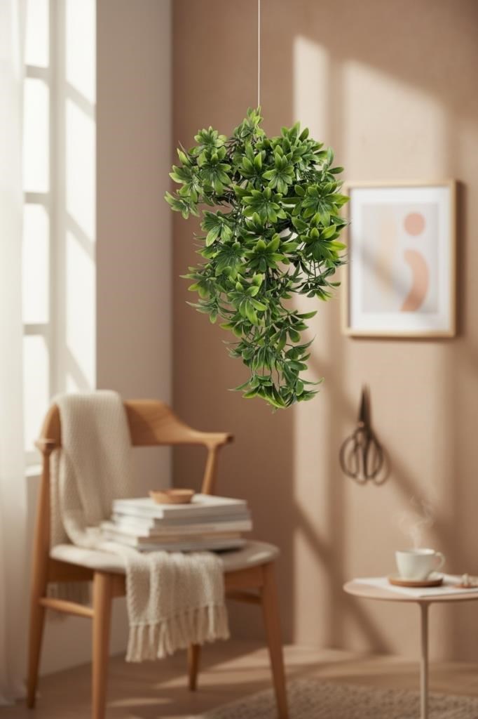 Yapay Çiçek Dev Sarkan Defne Buketi YEŞİL Dekoratif Sarkan Çiçek Güneşe Dayanıklı Uv Katkılı 60*35