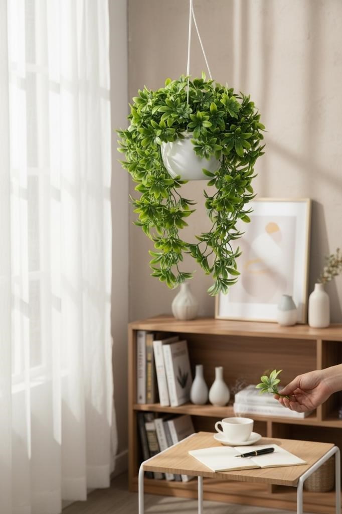 Yapay Çiçek Dev Sarkan Defne Buketi YEŞİL Dekoratif Sarkan Çiçek Güneşe Dayanıklı Uv Katkılı 60*35