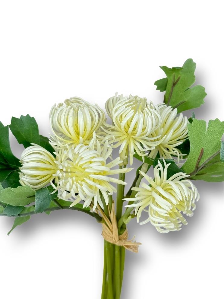 Yapay Çiçek Doğmamış Beyaz Krizantem Demeti 5 Dallı Gelin Çiçeği Ve Aranjman Aradal Çiçeği 24cm