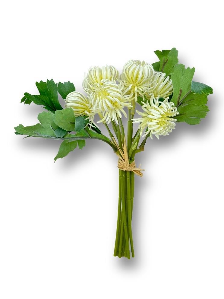 Yapay Çiçek Doğmamış Beyaz Krizantem Demeti 5 Dallı Gelin Çiçeği Ve Aranjman Aradal Çiçeği 24cm