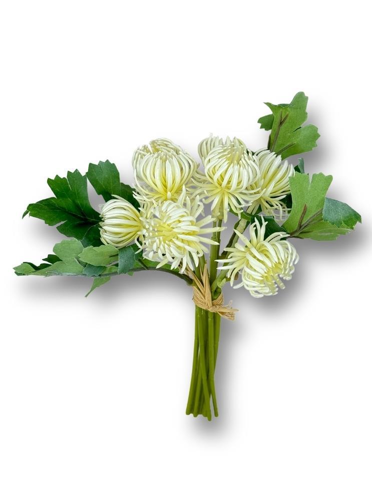 Yapay Çiçek Doğmamış Beyaz Krizantem Demeti 5 Dallı Gelin Çiçeği Ve Aranjman Aradal Çiçeği 24cm