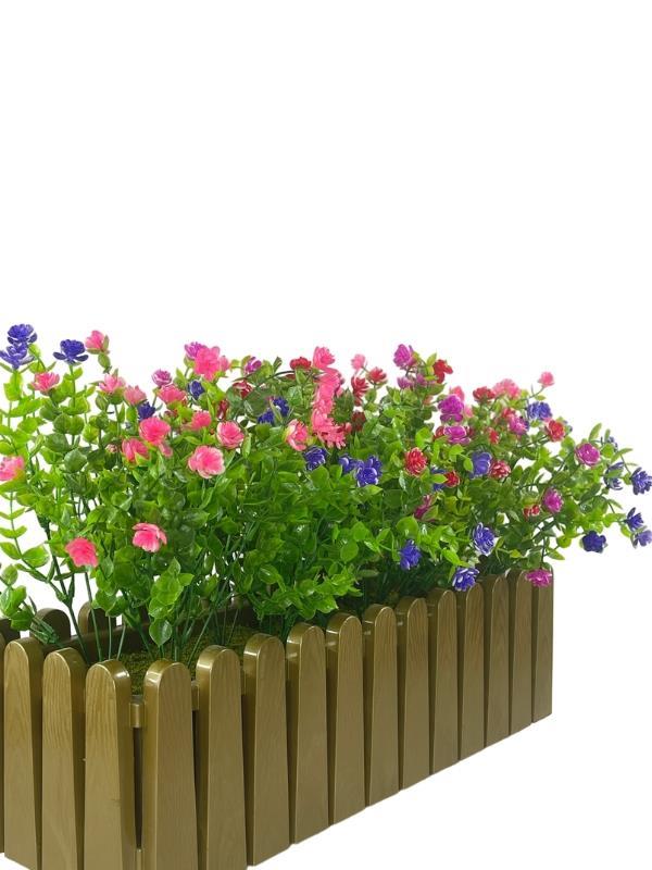 Yapay Çiçek Dore Gold Çit Balkon Saksısı Renkli Mineli Şimşir Çiçekli 55*35cm