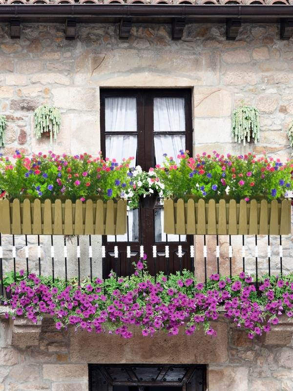 Yapay Çiçek Dore Gold Çit Balkon Saksısı Renkli Mineli Şimşir Çiçekli 55*35cm