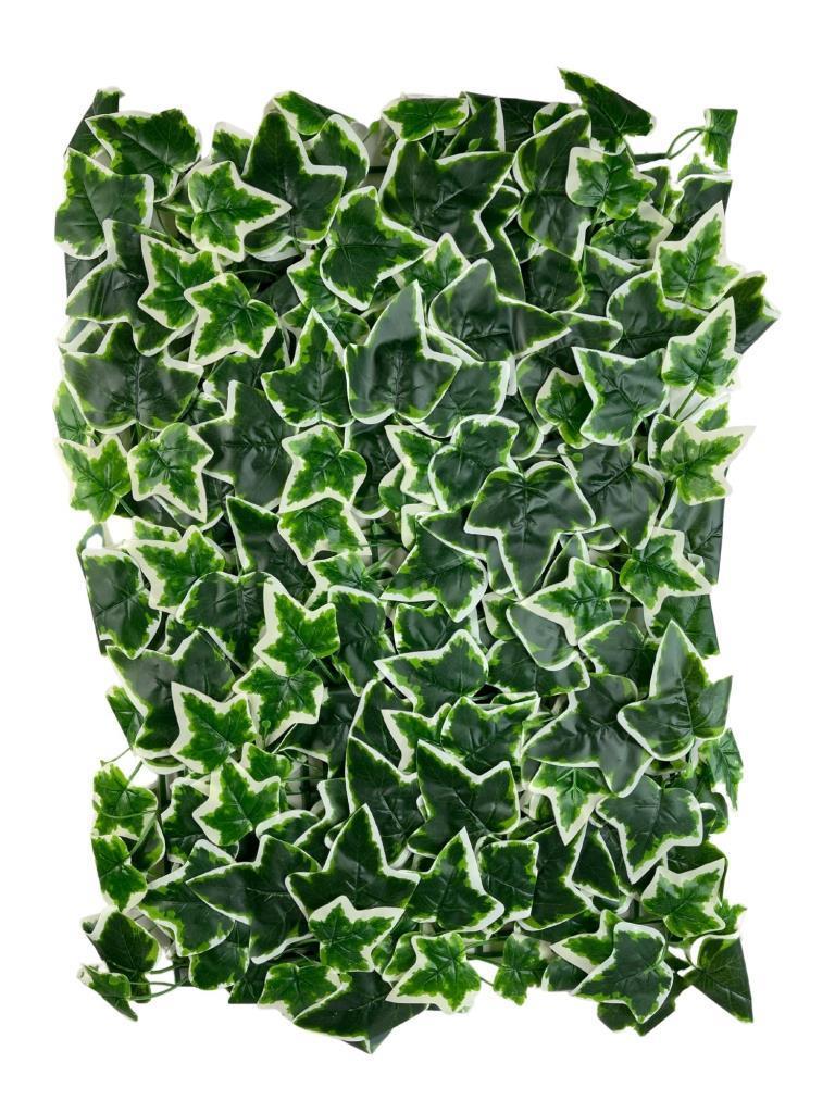 Yapay Çiçek Duvar Kaplama Panel Sarmaşık Hedera Tabaka 45x60 cm YeşilBeyaz Dik Duvar Uygulama