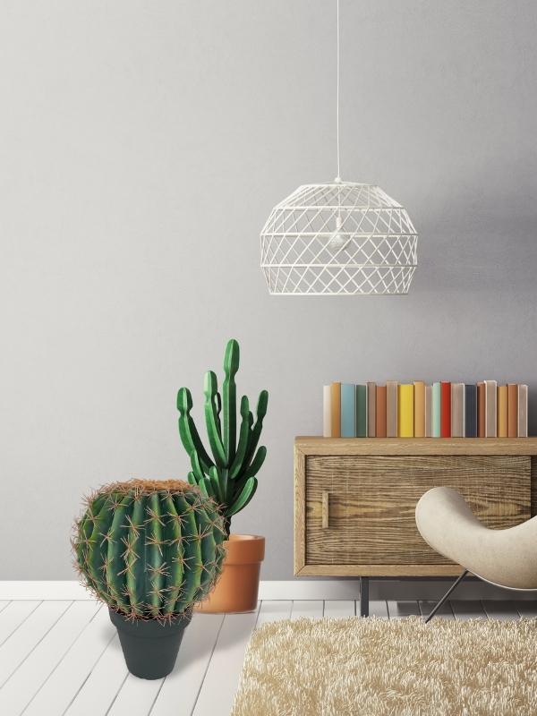 Yapay Çiçek Echinocactus Grusonii Altın Fıçı Kaktüs Siyah Saksıda 35*25m Cactüs  sk4010s