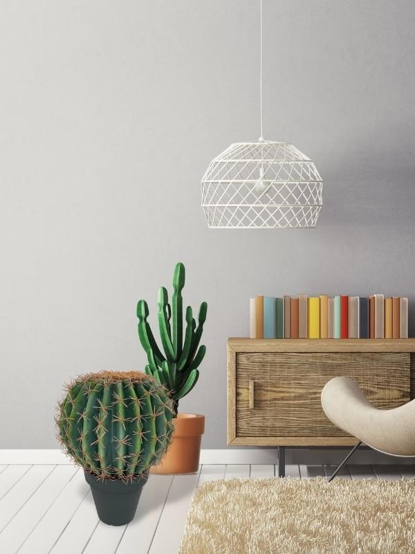 Yapay Çiçek Echinocactus Grusonii Altın Fıçı Kaktüs Siyah Saksıda 35*25m Cactüs  sk4010s