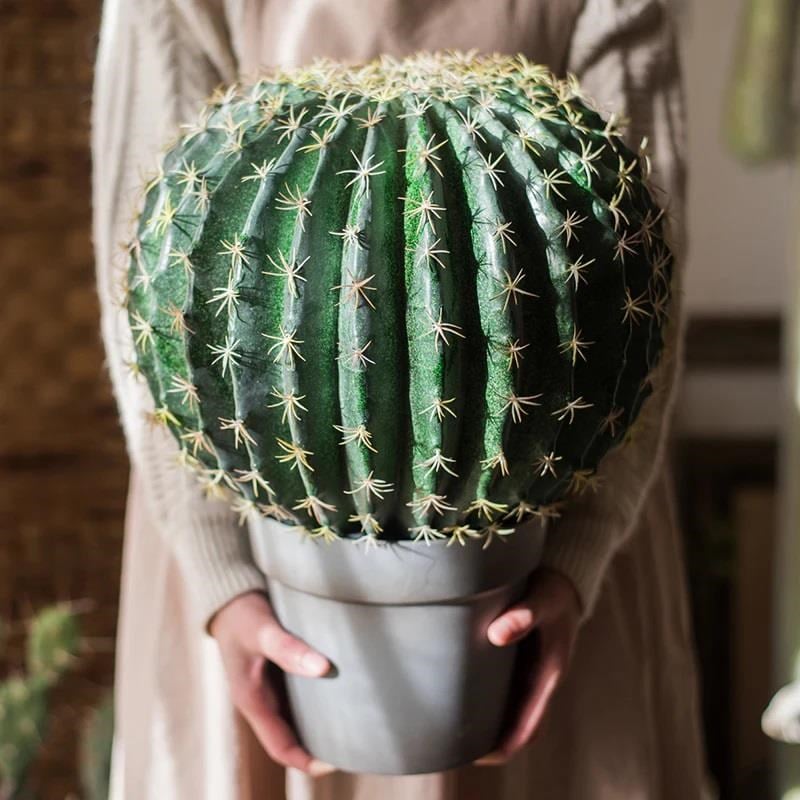 Yapay Çiçek Echinocactus Grusonii Altın Fıçı Kaktüs  25*25cm Cactüs  sk4010
